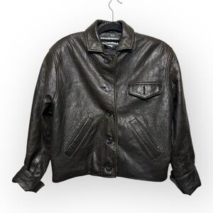 Siena Studio Brown Leather Jacket- Medium-‎ Shoulder Pads- 100% Leather